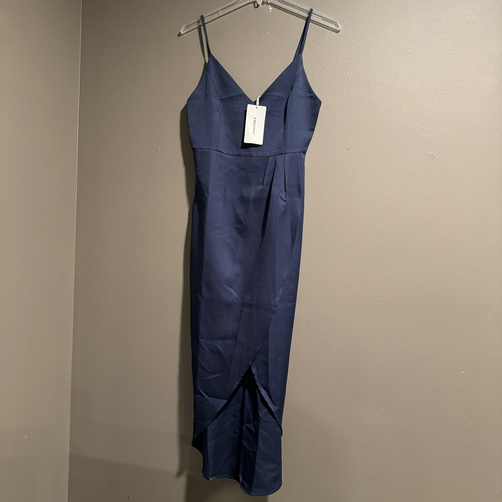 CMZ2005 V Neck Cross Slit MIDI Dress Size US 8-10